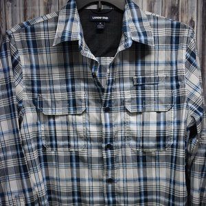 Lands' End Men's Plaid Outdoor Vented Shirt M